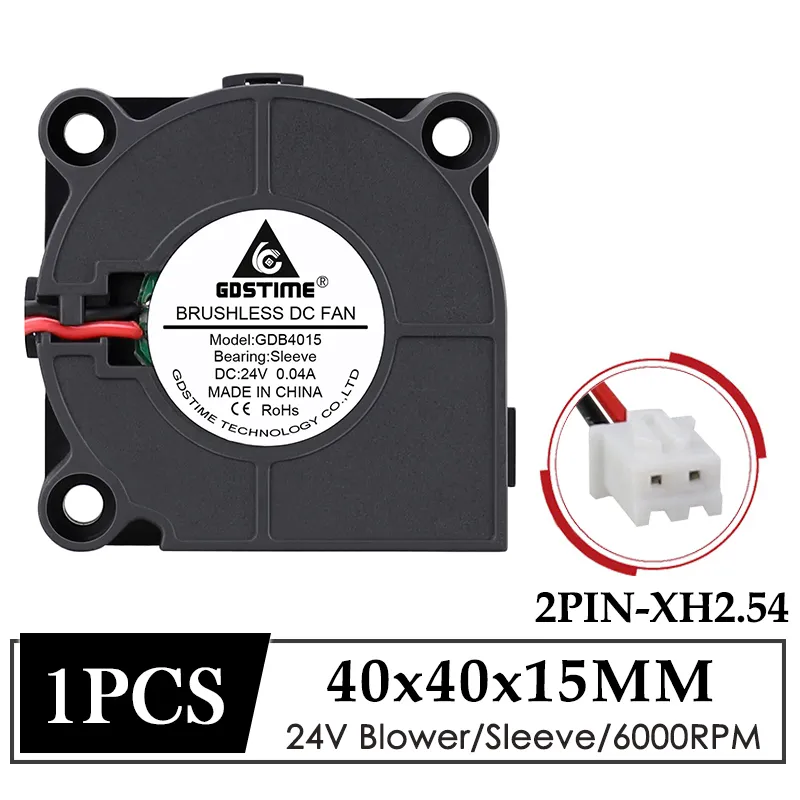 GDSTIME 40x10mm 24V Blower Fan - Brushless, Ball Bearing, Quiet For 3D Printers & PCs