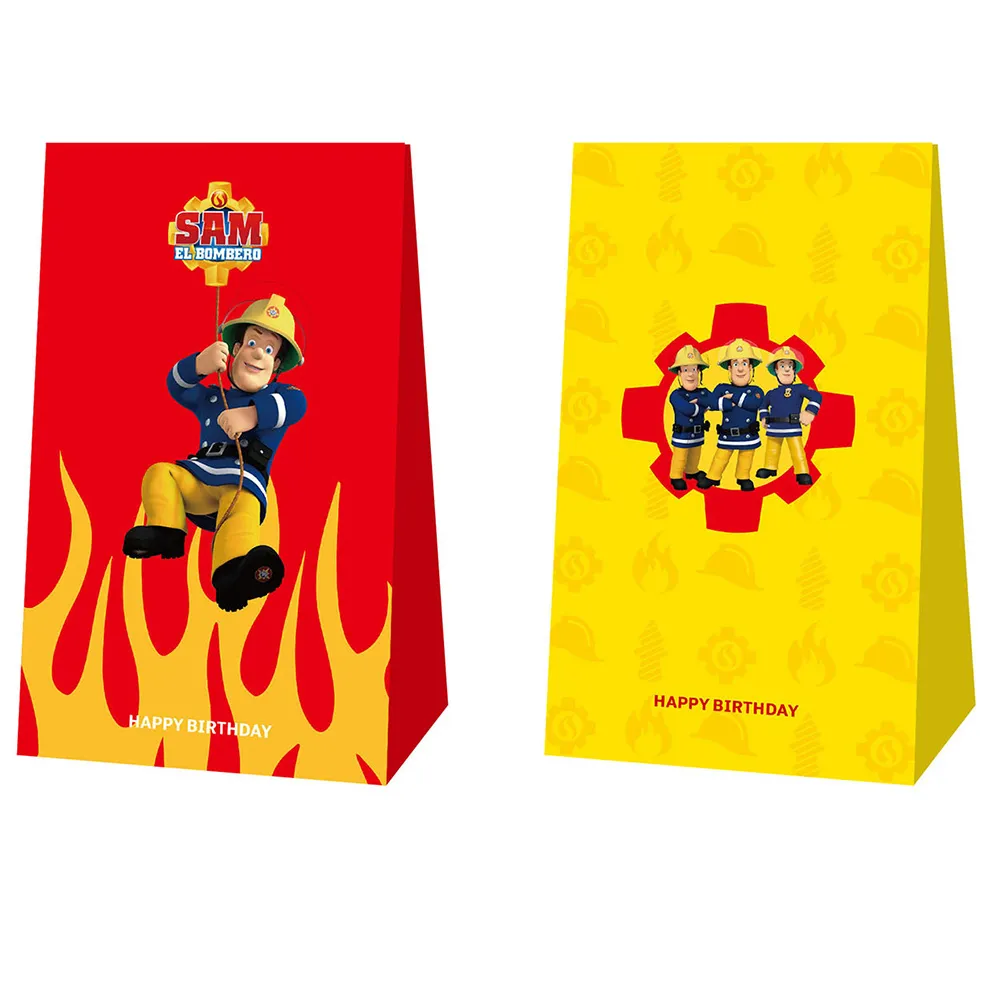 8pcs Firefighter Party Favor Bags, Fireman Sam Birthday Goodie Bags,  Firefighter Theme Party Supplies for Kids