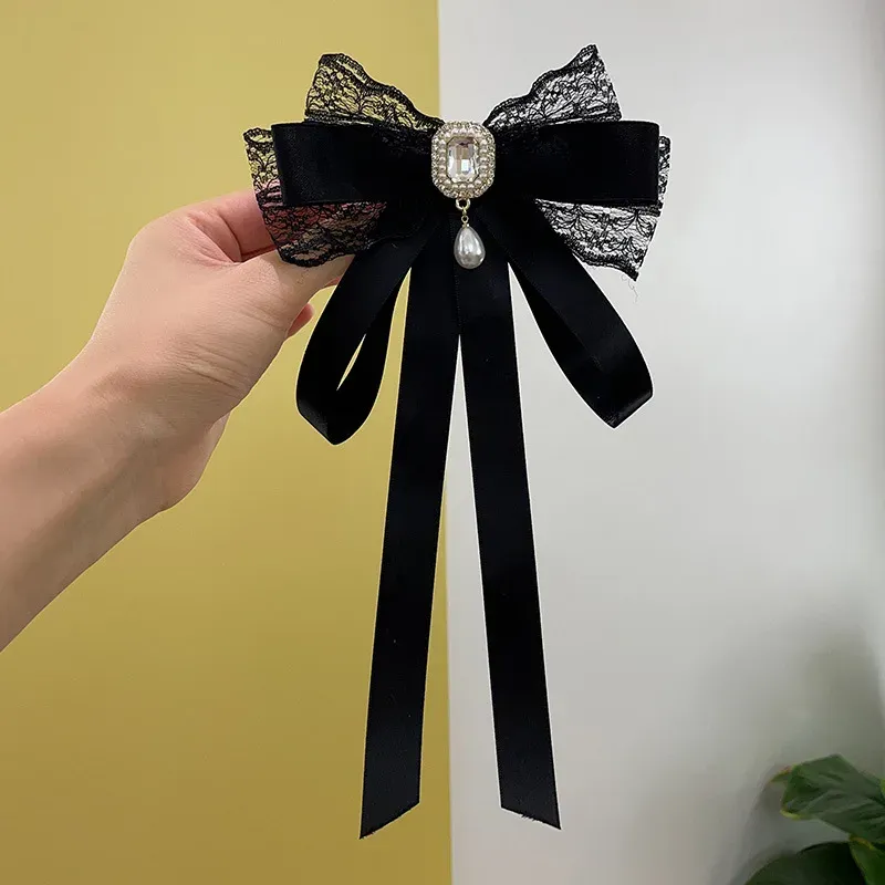 Crystal Rhinestone Bow Tie Brooch for Women Shirt Collar Pins Wedding ...