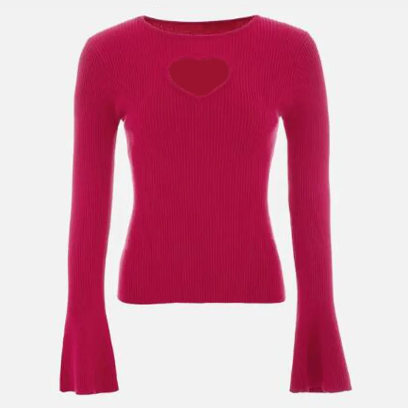 Ladies Heart Tops, Sexy Knit Top: Womens Ribbed Knit Tee