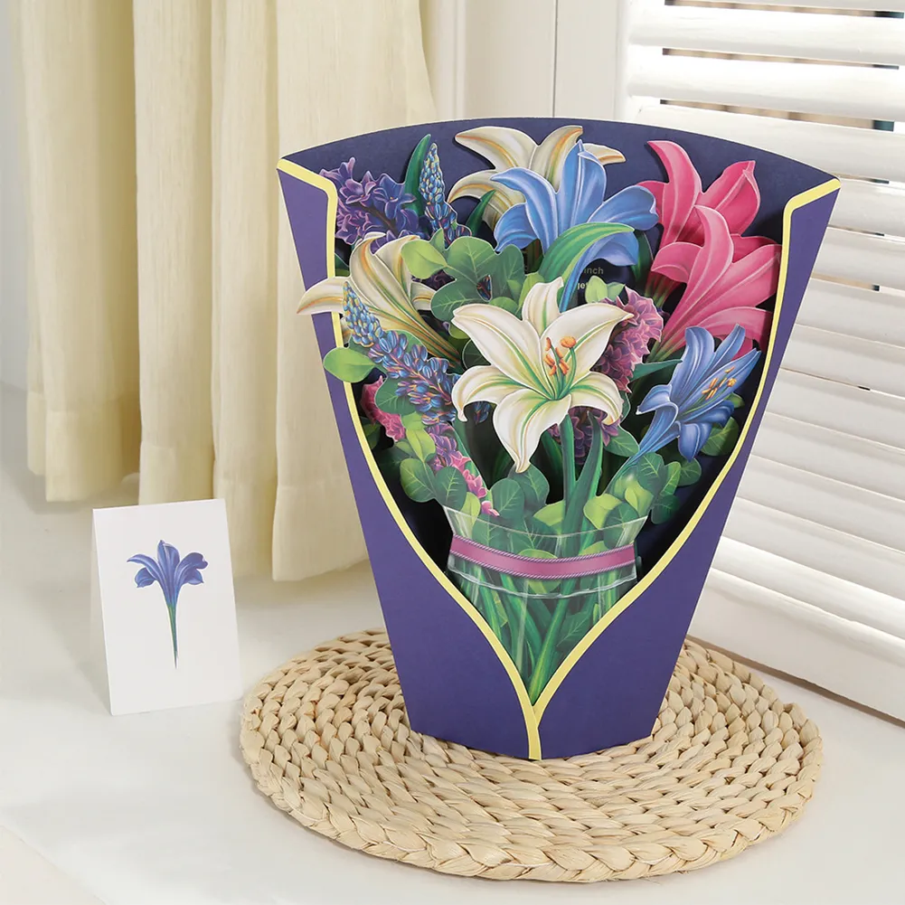 3D Pop-Up Bouquet Paper Flowers for Mother's Day, Birthday & Anniversary - Forever Rose, Lily, Plum Sunflower - Greeting Card 3D Pop-Up Bouquet Paper Flowers for Mother's Day, Birthday & Anniversary - Forever Rose, Lily, Plum Sunflower - Greeting Card