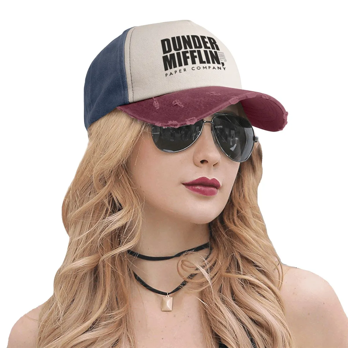 Dunder Mifflin Hat *Denim* Dunder Mifflin Denim Baseball Cap | Washed Retro Dad Hat  main image 2
