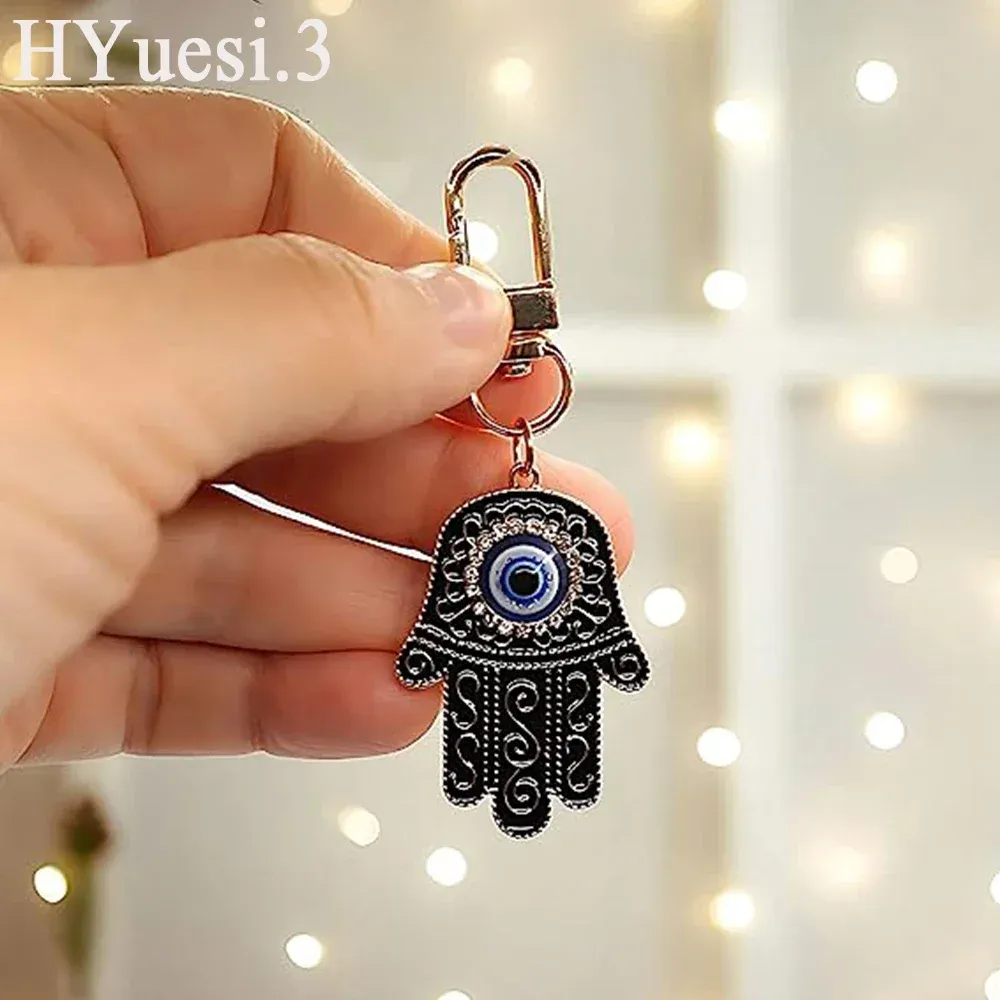 Vintage Hamsa Hand Keychain: Evil Eye Charms for Protection, Blue Bling for  Women and Men