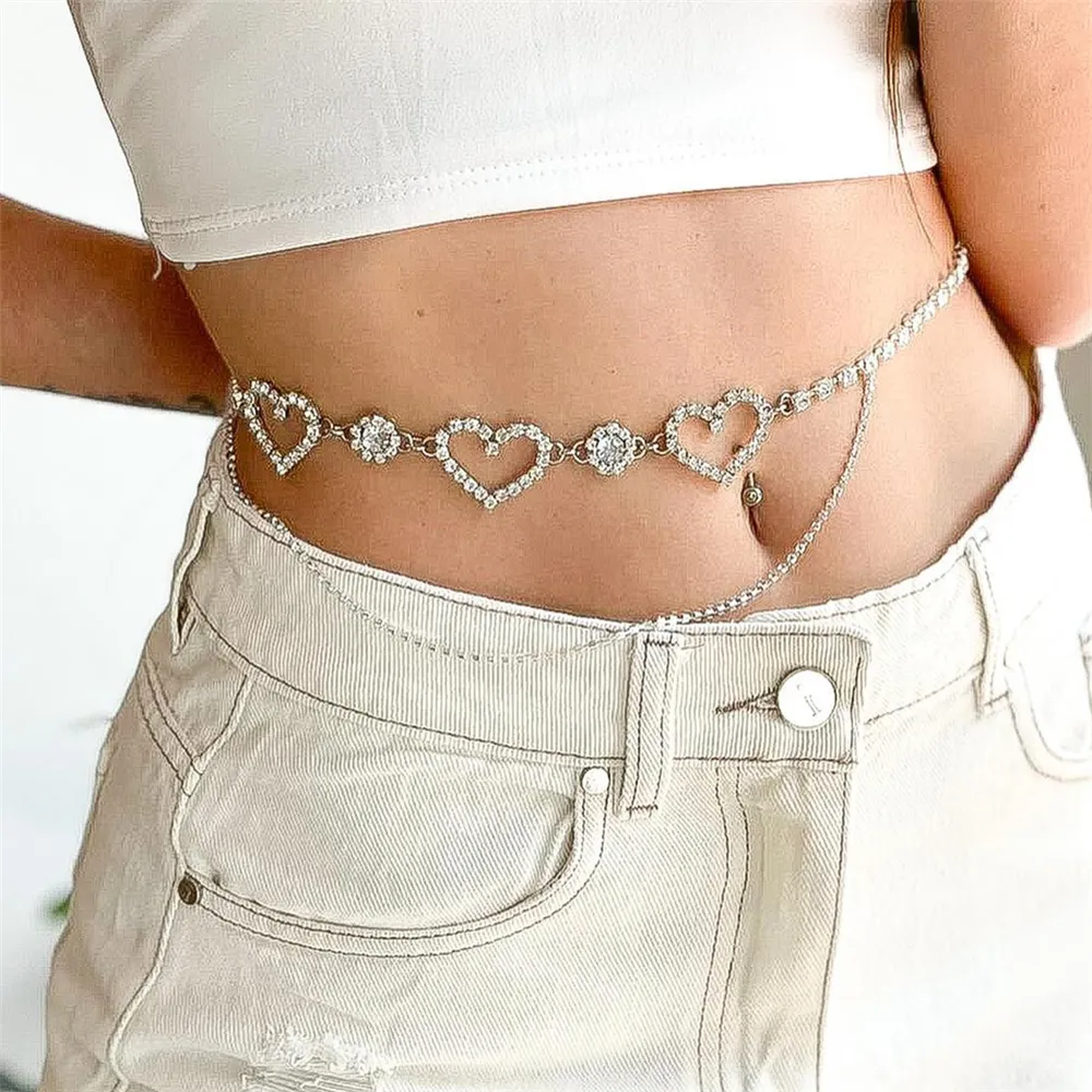 Waist Jewelry Belt Dangle Heart Charms Love Valentines Day Adjustable up to 36\