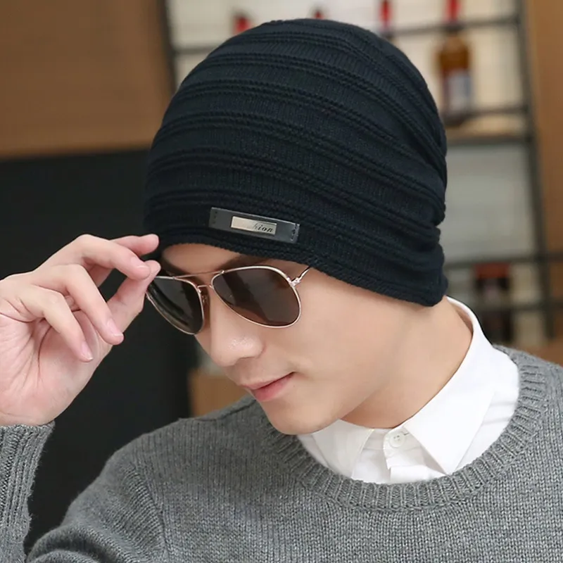 Crochet Slouchy Beanie for Men Thick Plush Knit Hat Winter  display picture 1