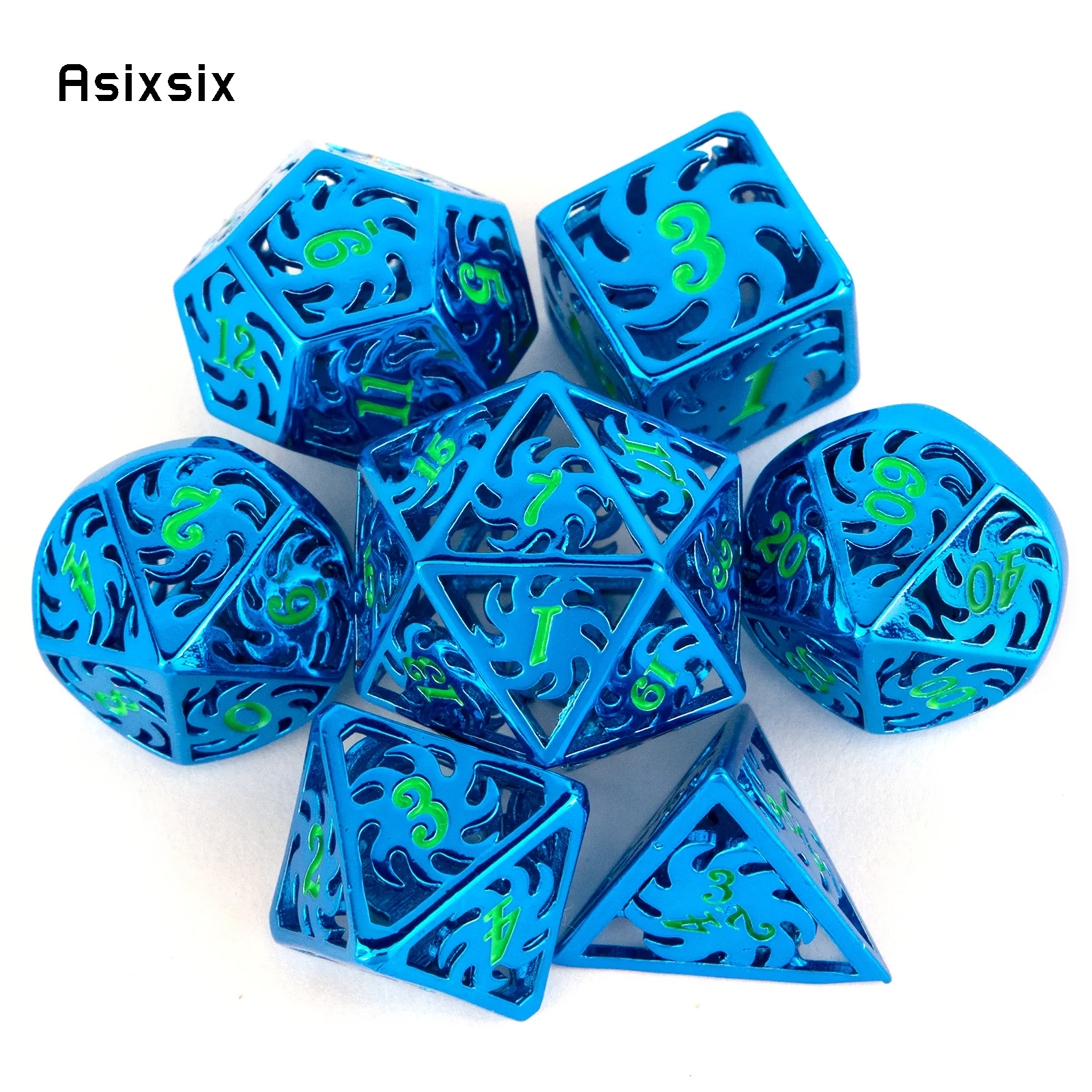 7 Sided Dice Set - Hollow Metal Multi Sided Dice for RPG Game, Colorful ...