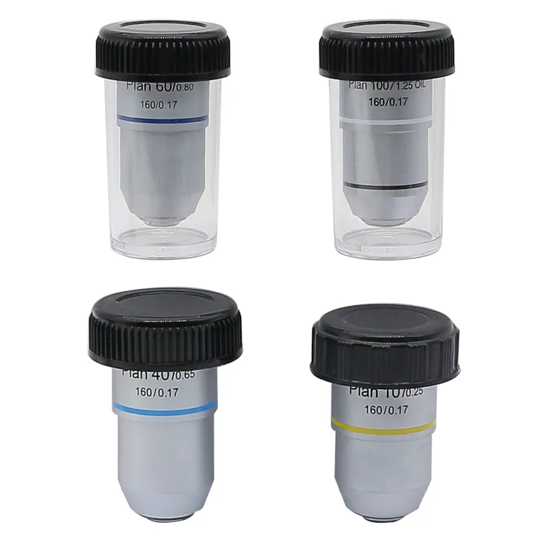 4X-100X Biological Microscope PLAN Objective Lens – Universal RMS Standard Thread – 45mm Parfocal Length