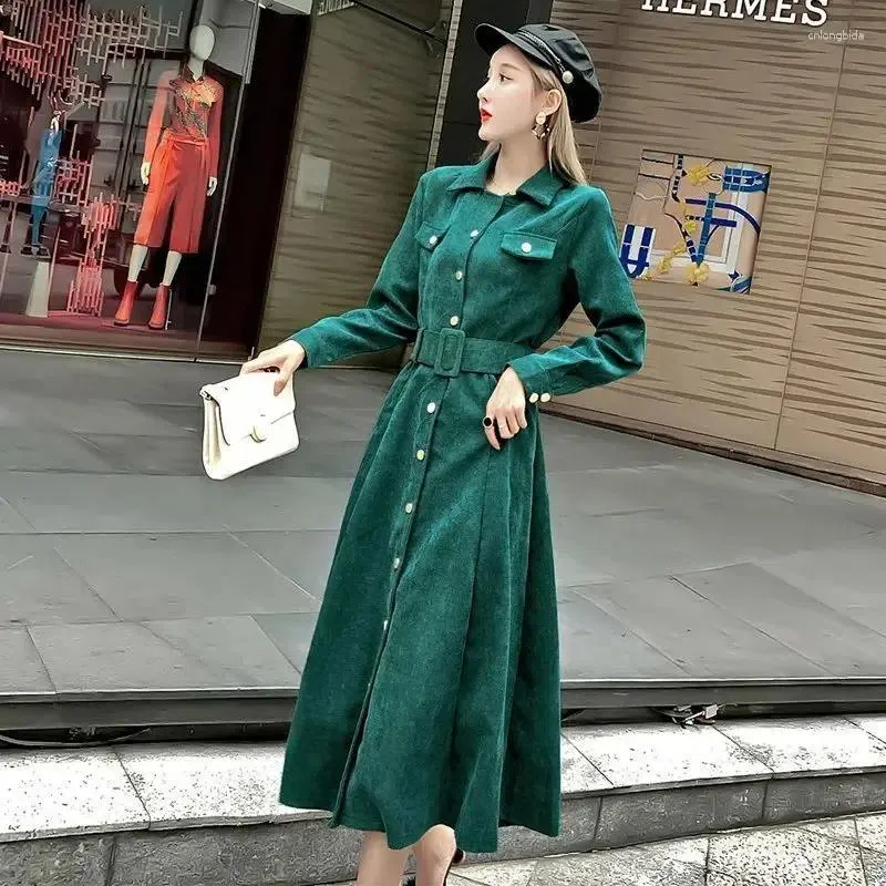 fitted lace wedding dress LifeShe Corduroy Shift Dress for Women Long Sleeve Button Down Lapel V Neck  Midi Dress Brown at Amazon Women's Clothing store main image 1
