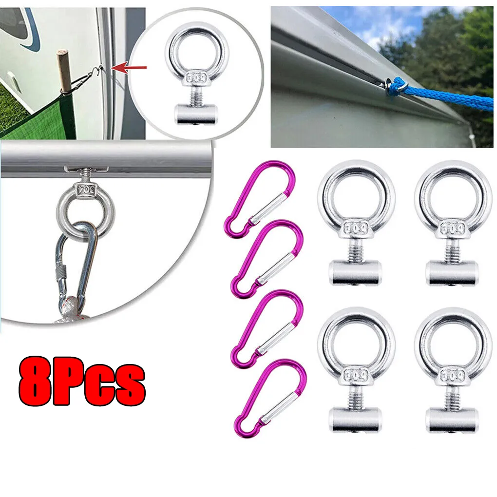 2-6PCS Camper Van Awning Rail Stoppers Stainless Steel Lifting Eye Nut Fastener Tent Track Ropelifting Ring Caravan Accessories