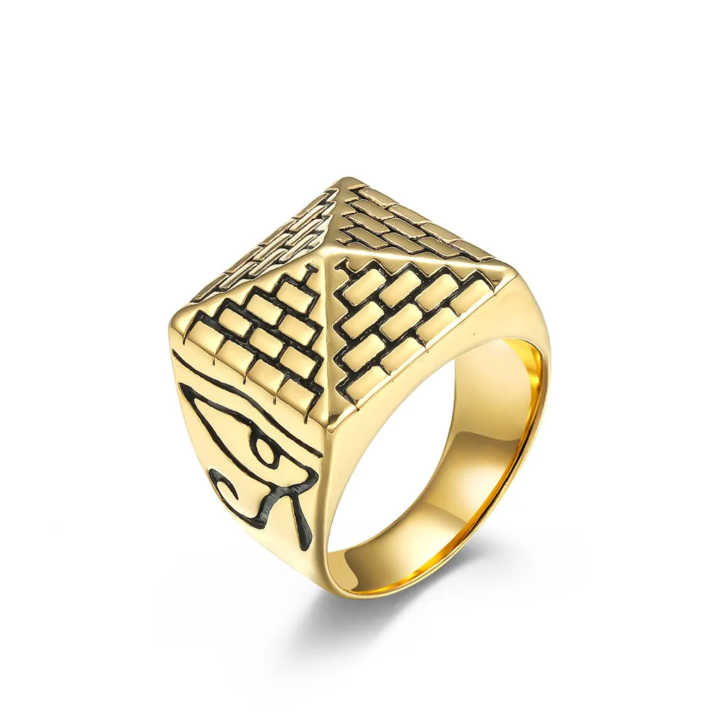 Mens Hip Hop Gold Rings Egypt Pyramid Punk Style... From Hiphop2018, $4 ...