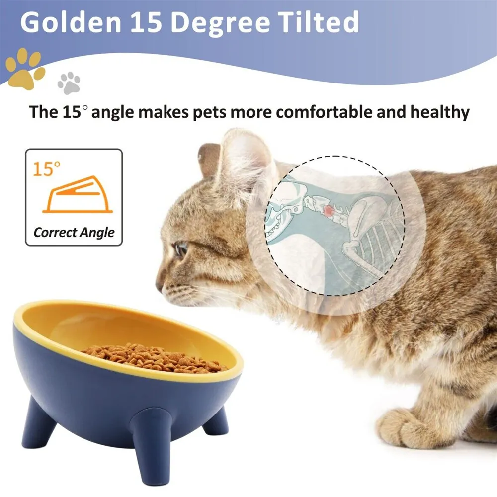 Automatic Cat Feeder Ousiya Elevated Cat Bowls Cat Food Water Bowls With Natural Bamboo Stand 3 Ceramic Dishes 15 Tilted Design Kitten Food