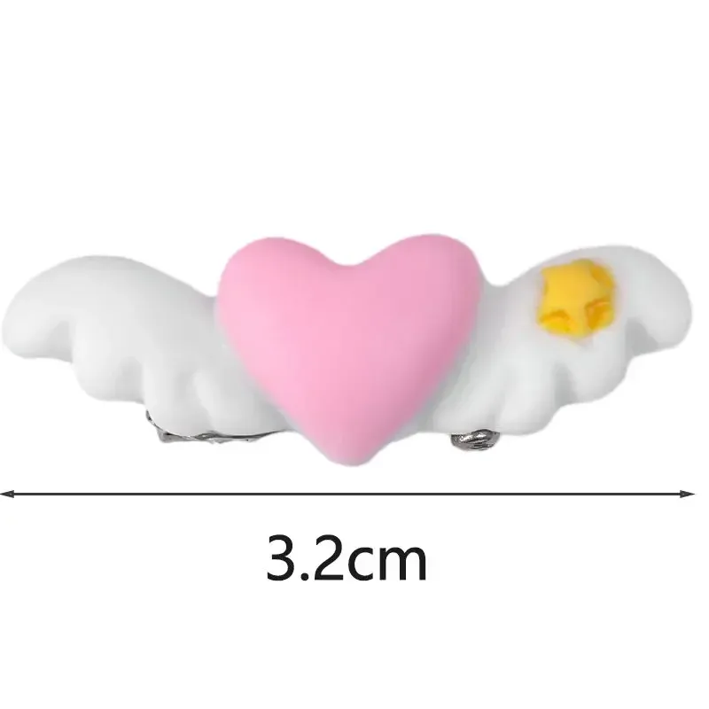 Peach Heart Angel Wings Hair Clip for Women Acrylic Pink  display picture 1