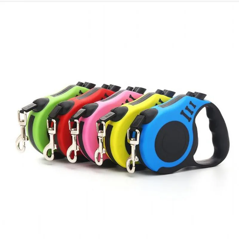 Correa Retráctil Para Perros De Hasta 25 Kg - 3 Metros, Mecanismo Automático, Botón De Parada De Emergencia, Color Rosa