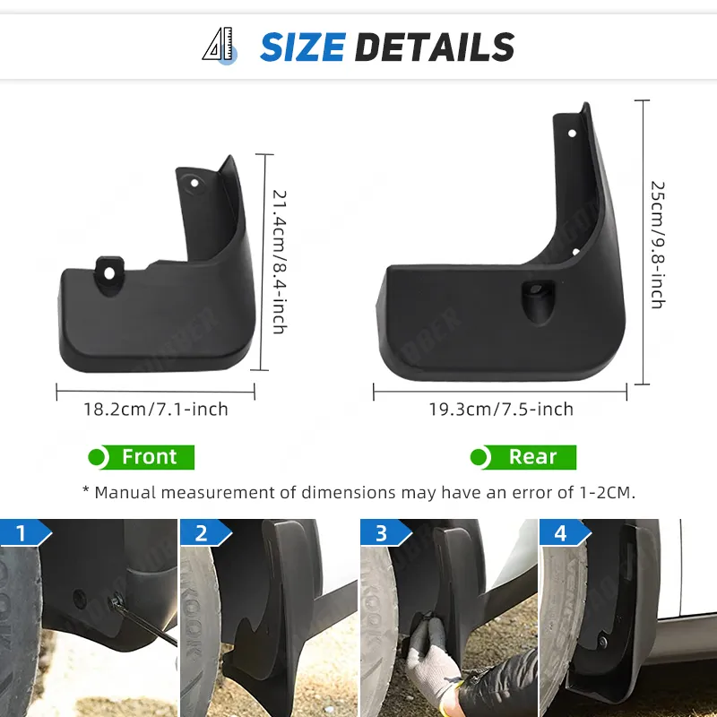 Black Car Mudguards For Buick Encore GX 2020 2021 - Front & Rear Set (4 Pcs)