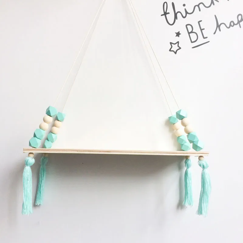 2024Nordic Kids Room Wall Decor Shelf, Handmade Beaded Storage Rack for ...