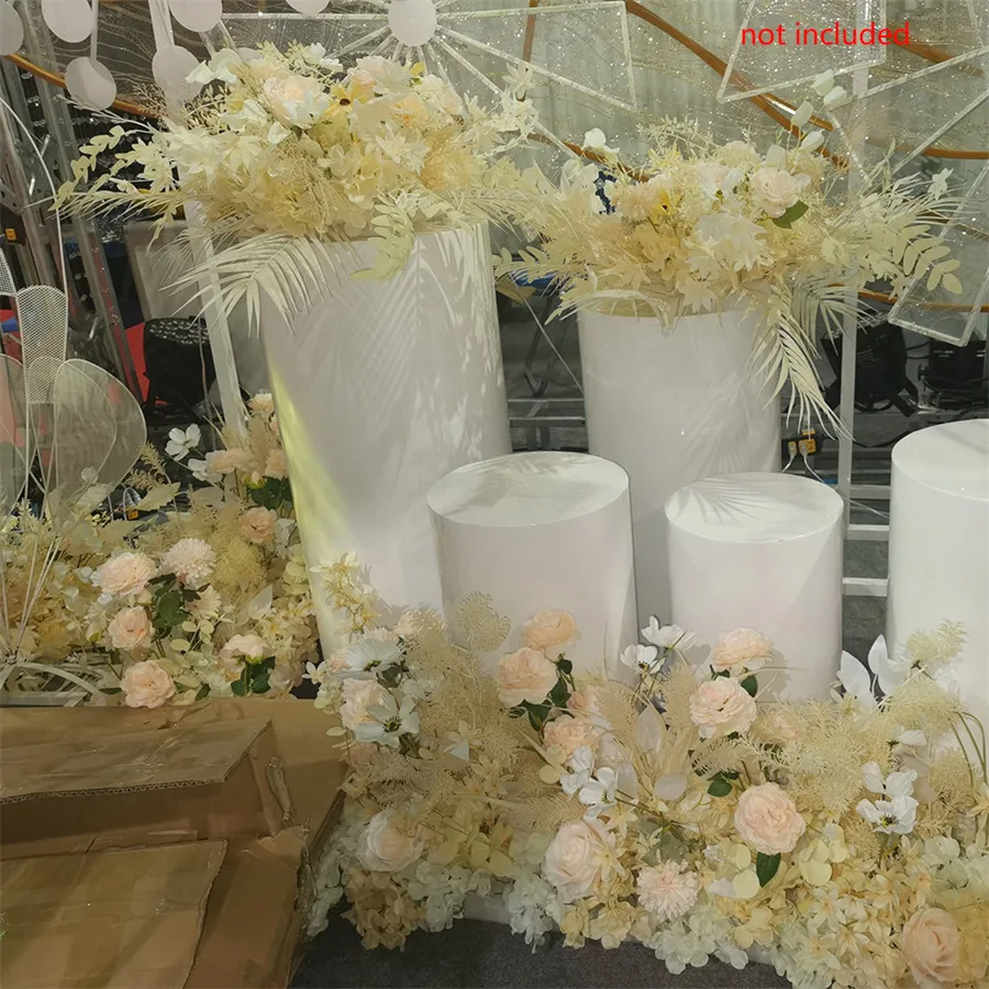 WUPIOS White Cylinder Stand For Party Pedestal Stand Set Of 3 Cylinder Stands Round Cylinder Pedestal Stands For Parties Dessert Table Display Pillars Cake Stand Cylinder For Wedding Birthday Props