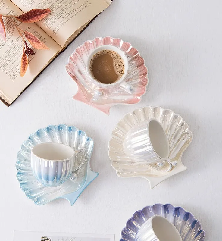 Pearl Shell Ceramic Coffee Cups with Saucer 3D Thermal Tea Mugs for  Birthday Christmas Gift from Dhgate Fruit & Vegetable Tools - price 270.8