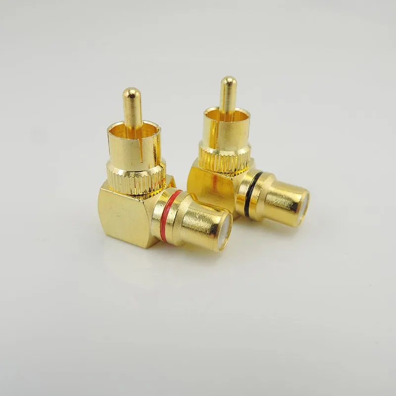 10-Pack Gold-Plated RCA Right Angle Adapters - Male To Female 90° For Audio