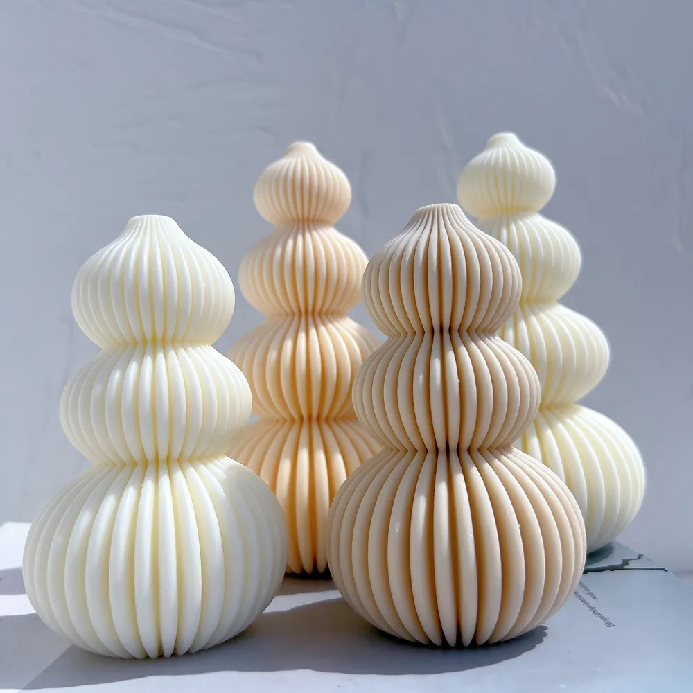 Soy Wax Silicone Mold Ribbed Christmas Tree Candle and Resin Decor Ball ...