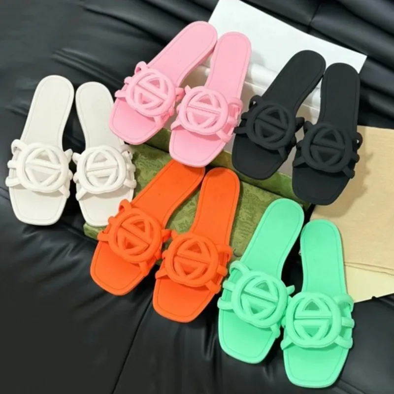 Save Big on Bulk Jelly Mule Sandals Designer Sandals Women Interlocking  Slides Rubber Slippers Ladies Flat New Beach Jelly Script Orange Summer  Fall - Main Image