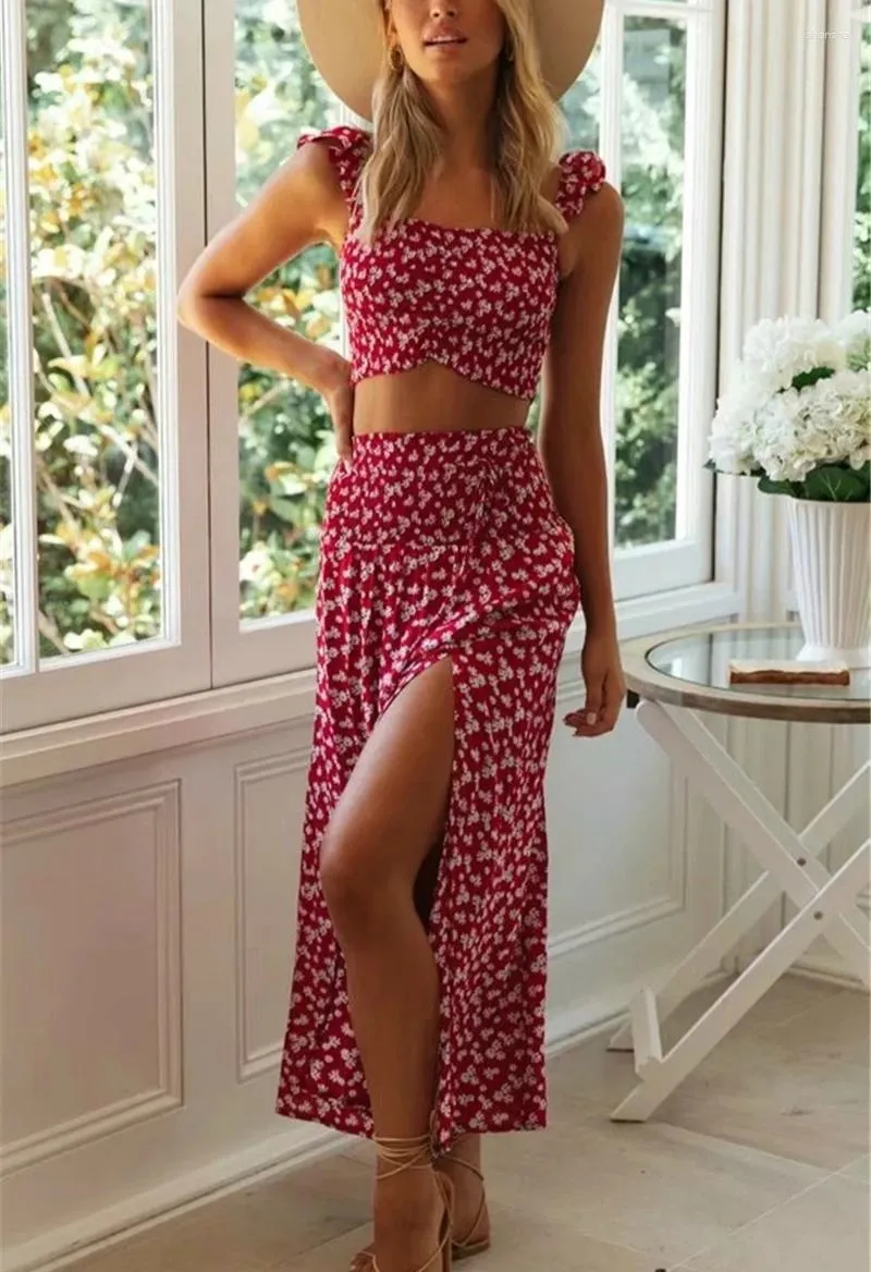 Vibrant Patterns Stylish Off-Shoulder Top Skirt Set Vibrant Patterns Stylish Off-Shoulder Top Skirt Set