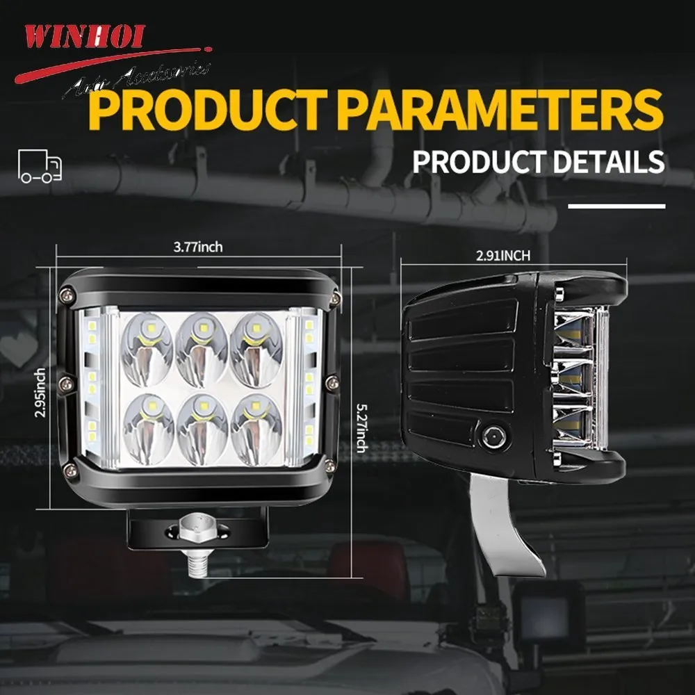 2X 4" 120W LED Work Light Bar - Flood Beam, Dual-Row, Square Pods For Offroad ATV/UTV