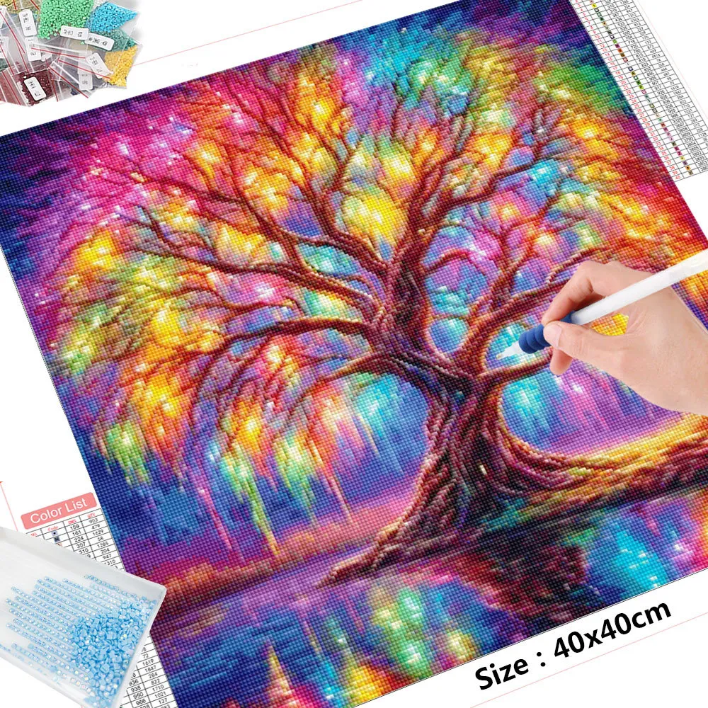 5D Diamond Painting Kit - Tree Landscape Full Drill Embroidery for ...