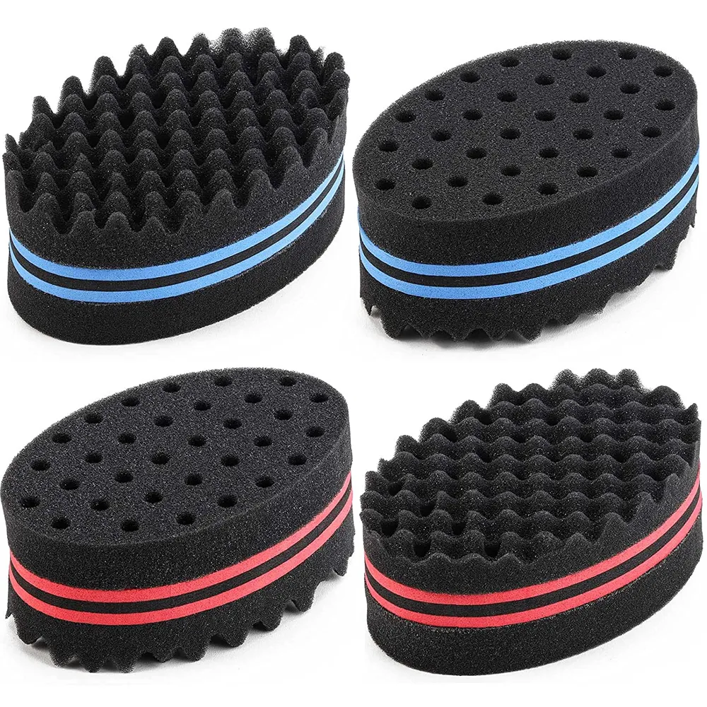 2-Pack Wave Barber Hair Sponge - Double Side Twist For Curls, Coils, Dreads & Afro