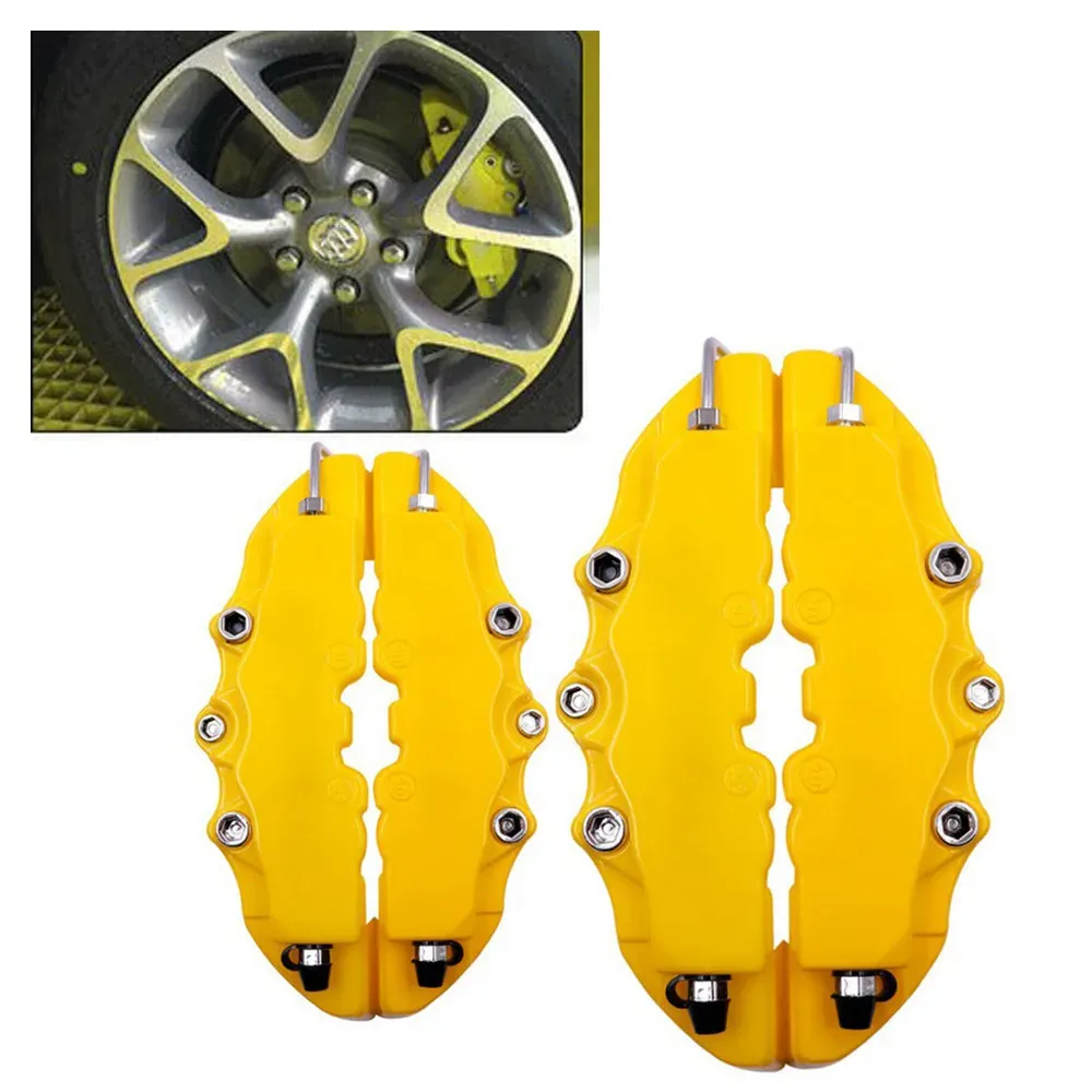 Universal 3D Style Brake Caliper Covers - Front & Rear Kit - Red ABS Plastic