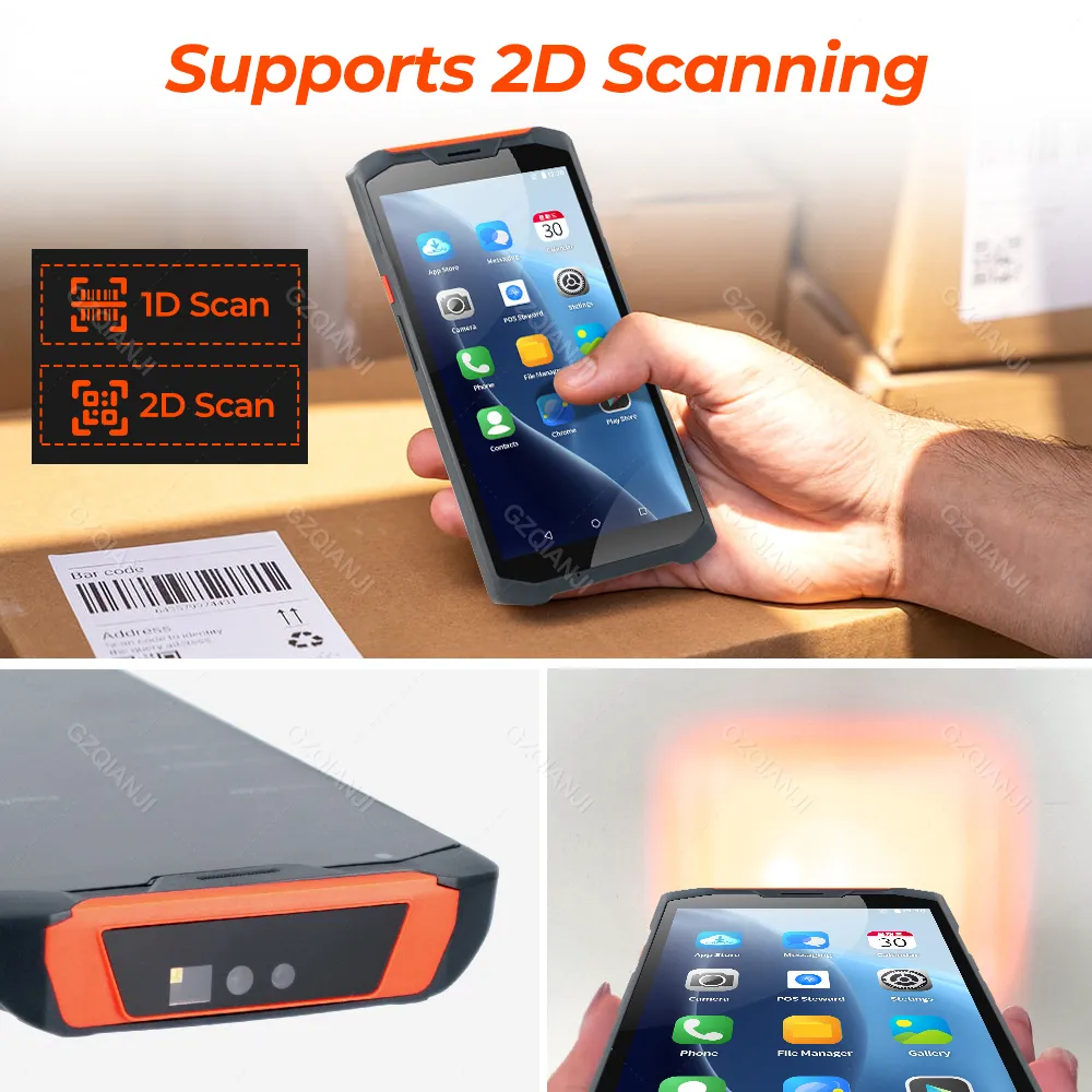 wholesale 5.99'' Touch Screen Handheld PDA Android Terminal 1D 2D Barcode Scanner Data Collector 4G NFC Wifi Bluetooth POS Pda Machine