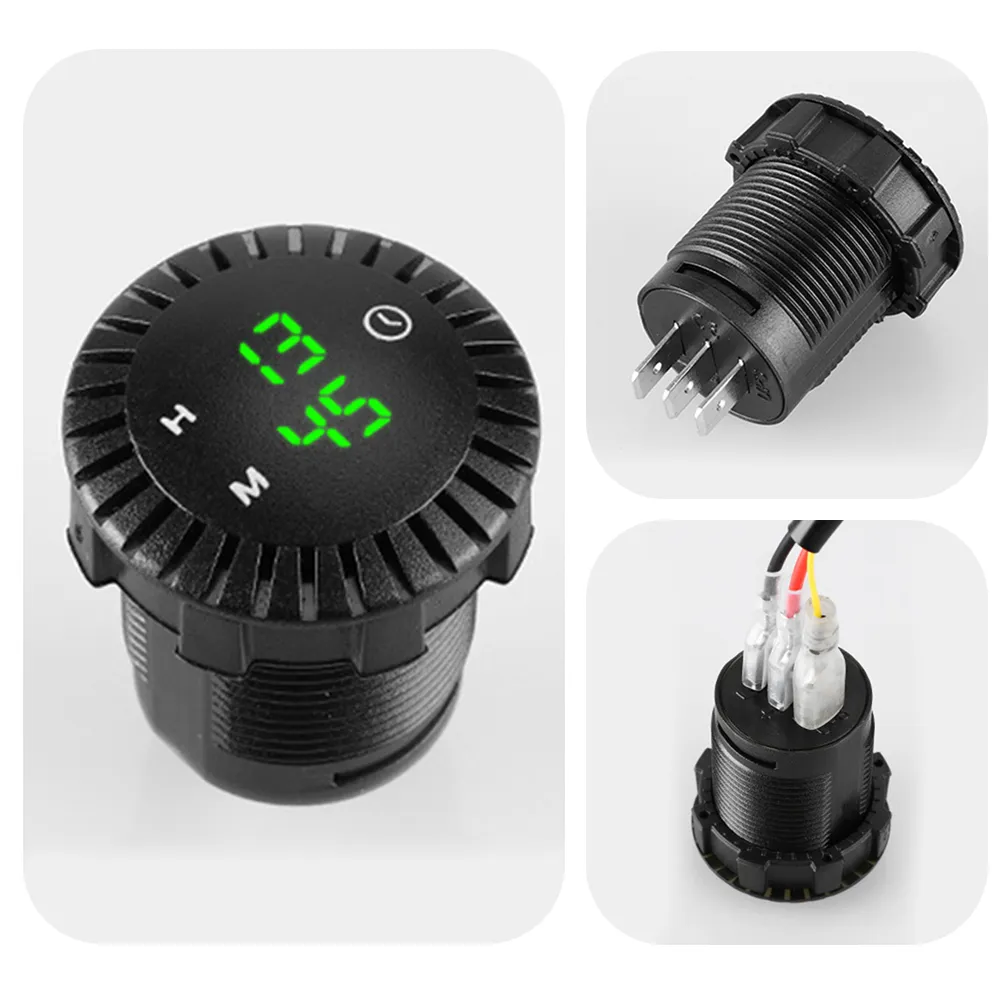 car cigarette lighter clock Digital Inside Outside Car Temperature Thermometer Battery Voltage Monitor Meter LED Backlight with Socket Measurement range Waterproof 12V/24V Touch Digital vehicle