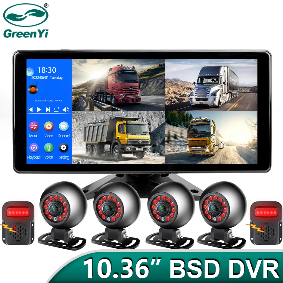 GreenYi 10.36 Inch 4-Channel Smart Blind Spot Radar Truck and Bus ...