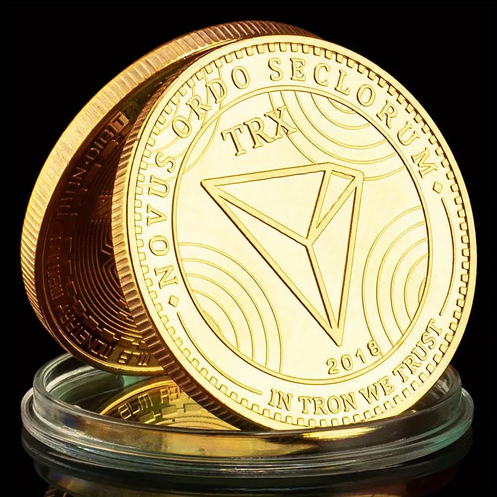Golden Plated TRX pi coin price - Elegant Commemorative Coin for Non- Currencies, Souvenirs, and Gifts