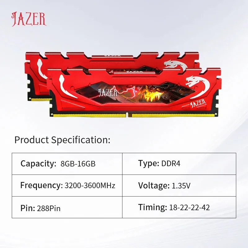 JAZER DDR4 RAM 8GB 16GB 32GB 3200MHz 3600MHz PC4 Desktop Gaming