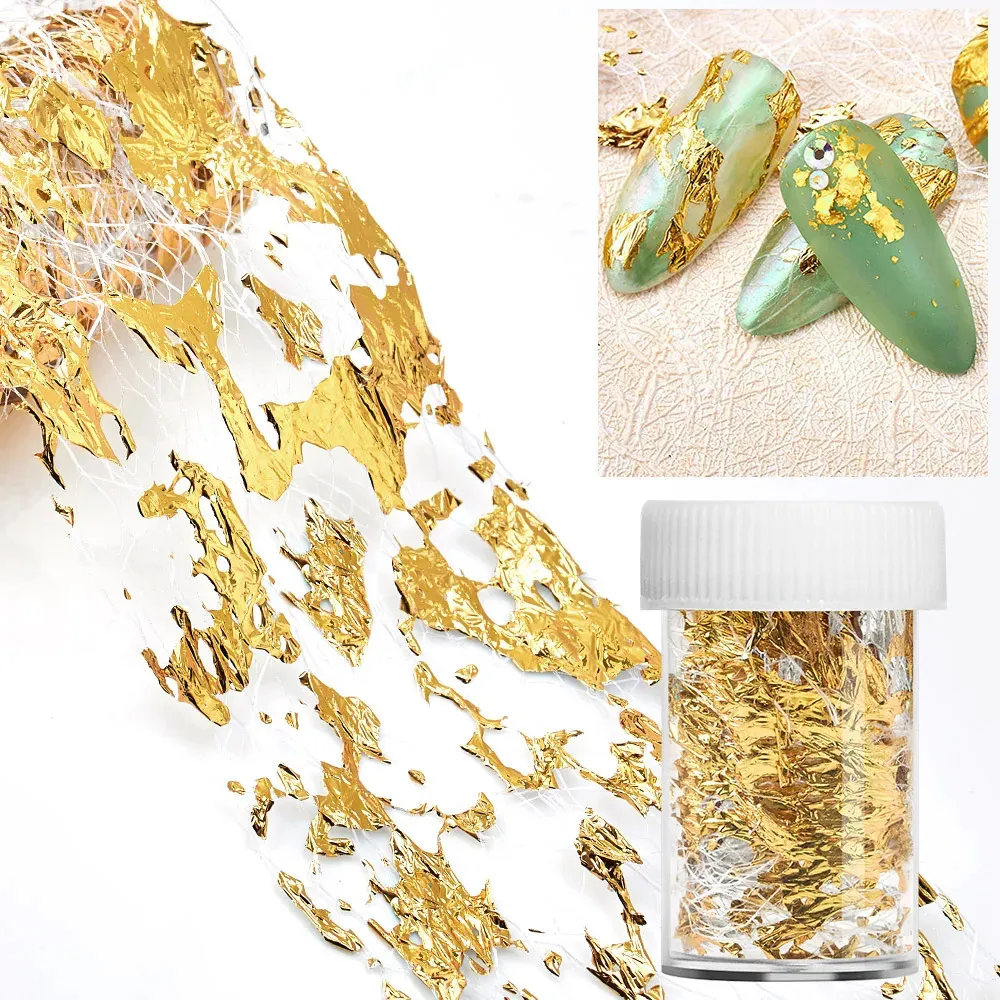 3D Mesh Nail Sticker Gold Silver Net Line Tape Metallic Nail Foils ...