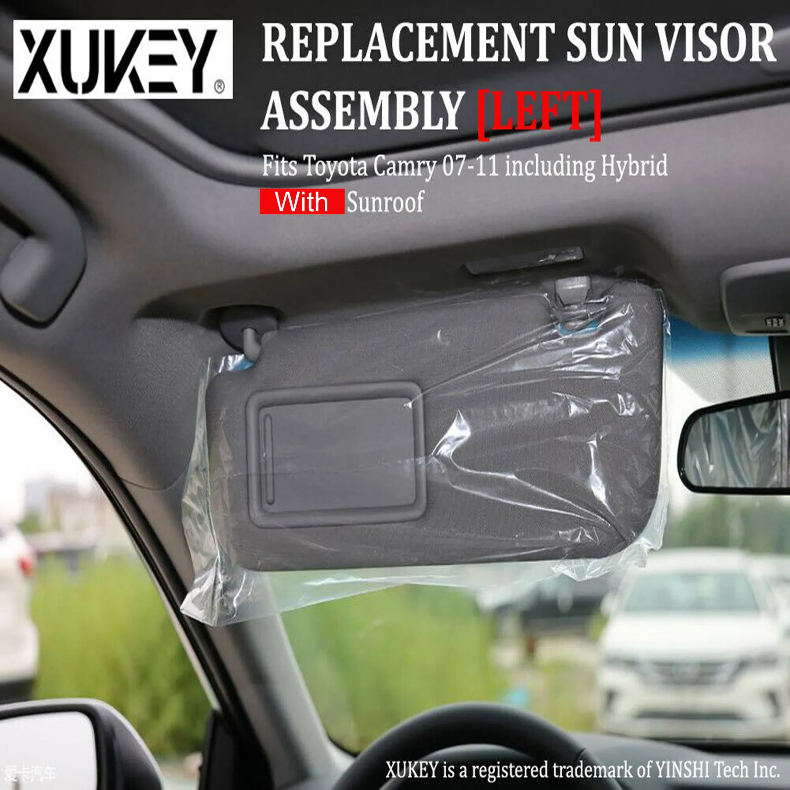 For 07-11 Toyota Camry Gray Sun Visor Pair Left & Right Side W