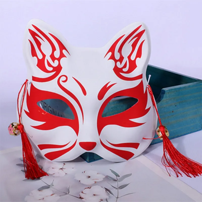 AMOSFUN Fox Mask Japanese Kabuki Kitsune Masks For Men Women Halloween Masquerade