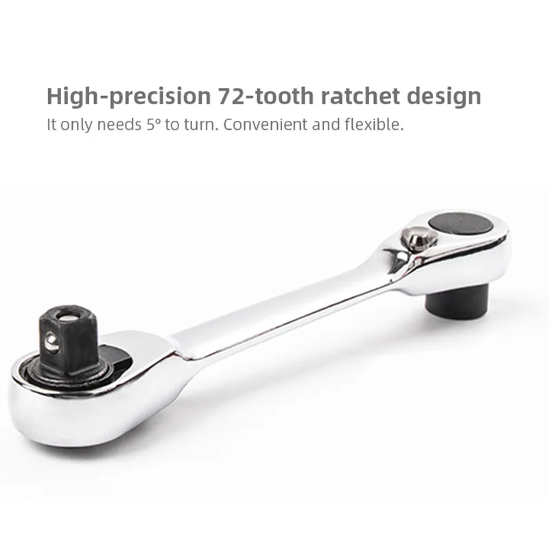 Mini Double Ended Quick Socket Ratchet Wrench - 1/4 Inch Reversible Screwdriver Bit Tool