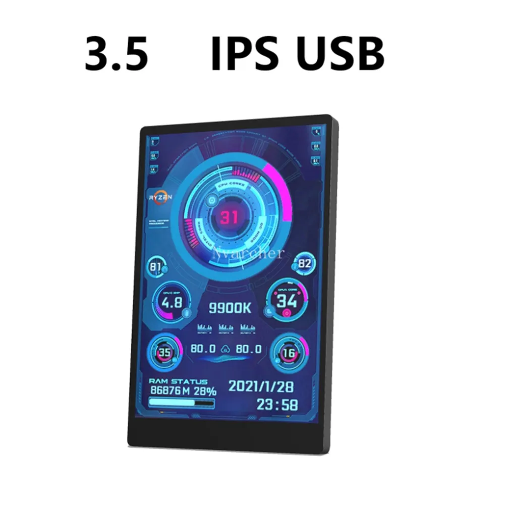 Mini Digital Usb Screen 5 Inch IPS USB Mini Screen: AIDACPU RAM HDD Data Monitor for Computer ...