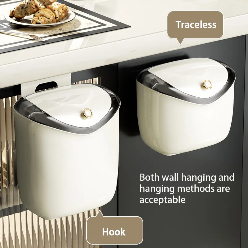 6/9L Space Saving Kitchen Wall Cabinet Door Hanging Trash Can with ...