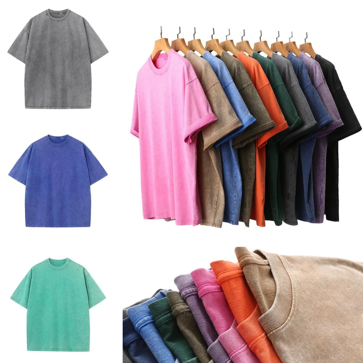 韓国発【JUSTYOUNG】LM Vintage Washing Collar Tee/4color DHgate.com:Acid-Washed Oversized Mineral Wash Tee Shirt