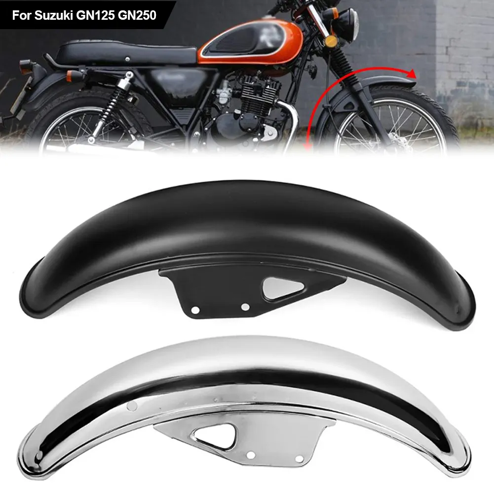 Suzuki GN125 Black/Chrome Motorcycle Front Fender Mudguard