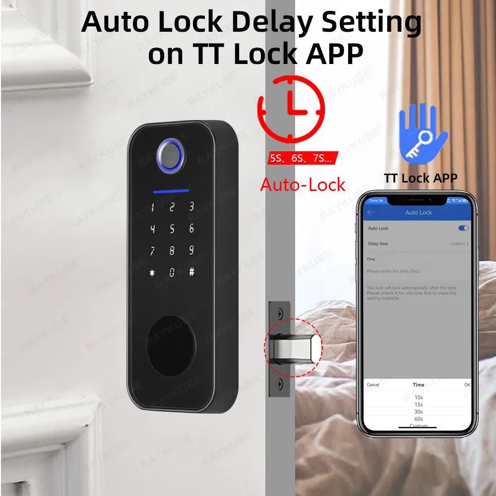 RAYKUBE T3 Smart Fingerprint Door Lock with TTLock App, Keyless Entry ...