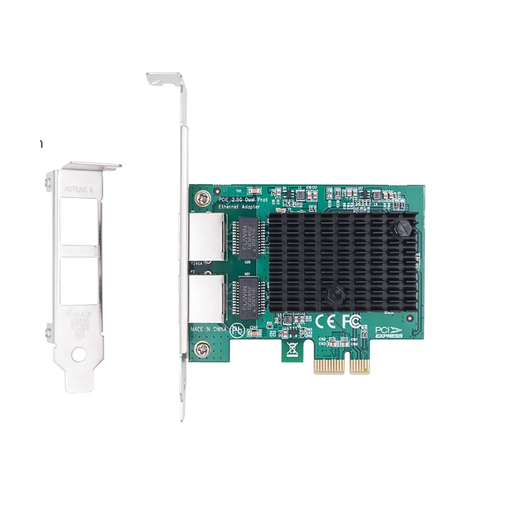 Ethernet Network Adapter Card PCI-E X1 2.5G 10/100/1000Mbps Gigabit Server Network Card RTL8125BG Dual-Port RJ45 for PC Desktop