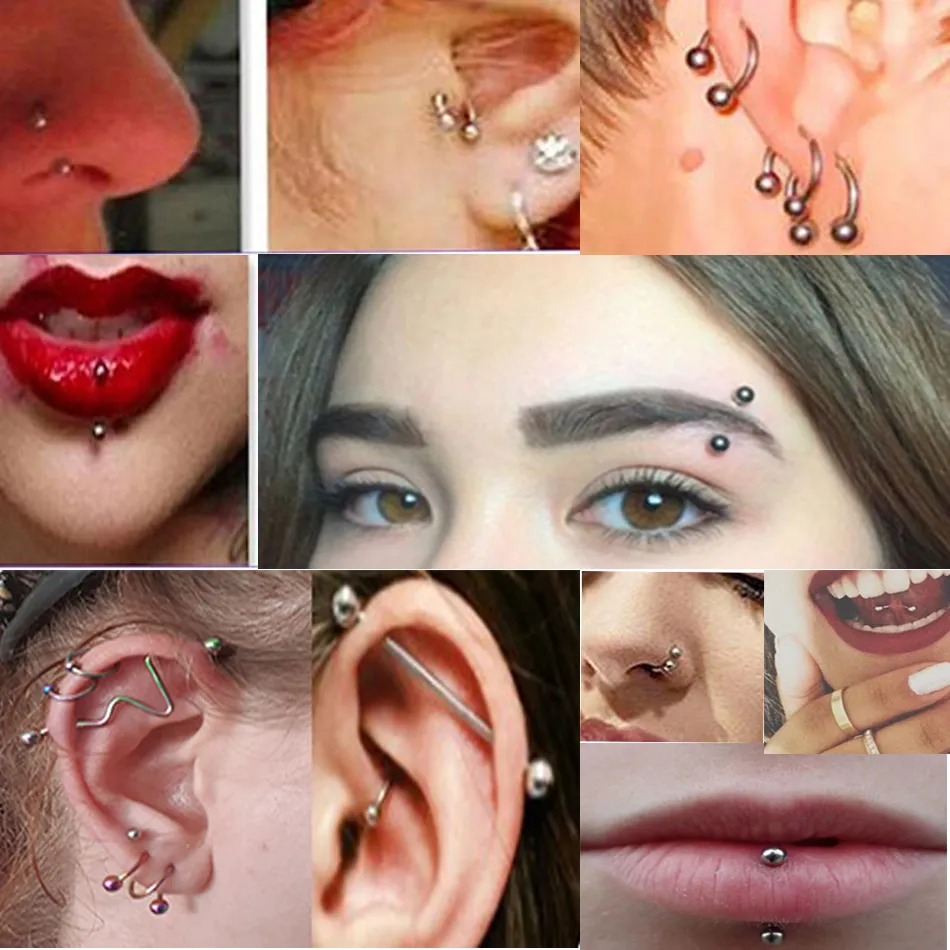 Piercings Labret En Titane G23 - 16G/18G, 6/8/10mm, Pour Tragus/Lèvre/Nez