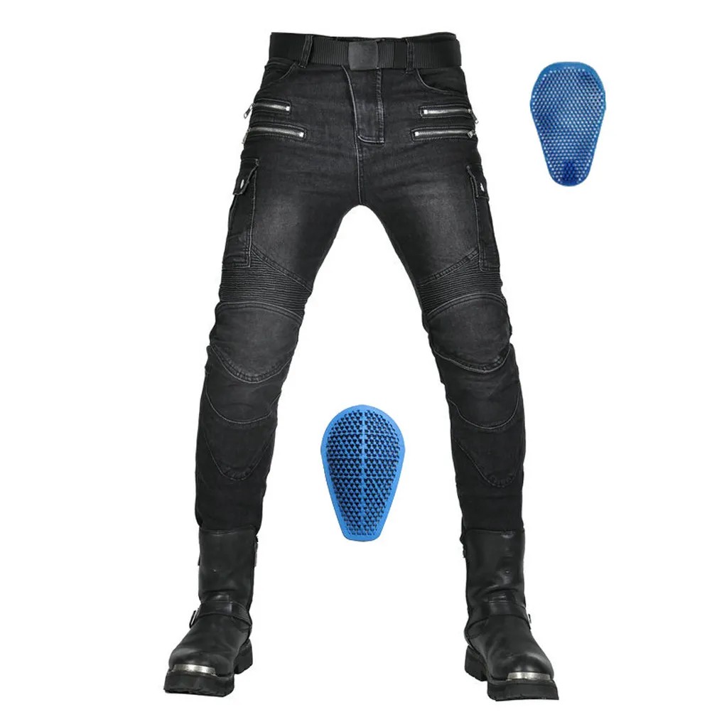 Coated Waterproof Motorcycle Riding Pants With Silicone Armor (Knee & Hip Pads) - CE Certified, Multiple Sizes
