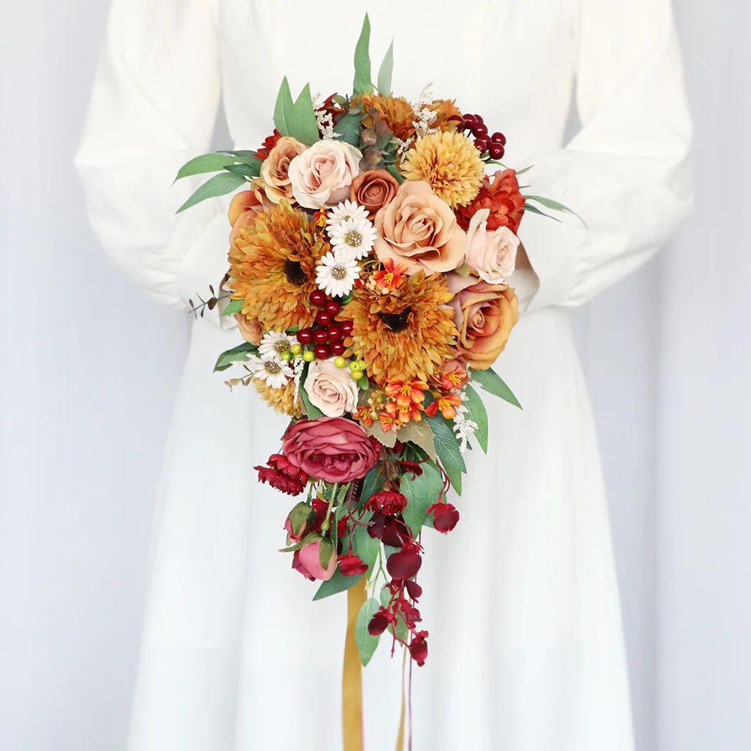 Terracotta Cascading Silk Artificial Bridal Bouquet Waterdrop Flowers for  Rustic Wedding Decoration from Dhgate Undergarments \u0026 Sleepwear - price  62.75, image size:1054x1054