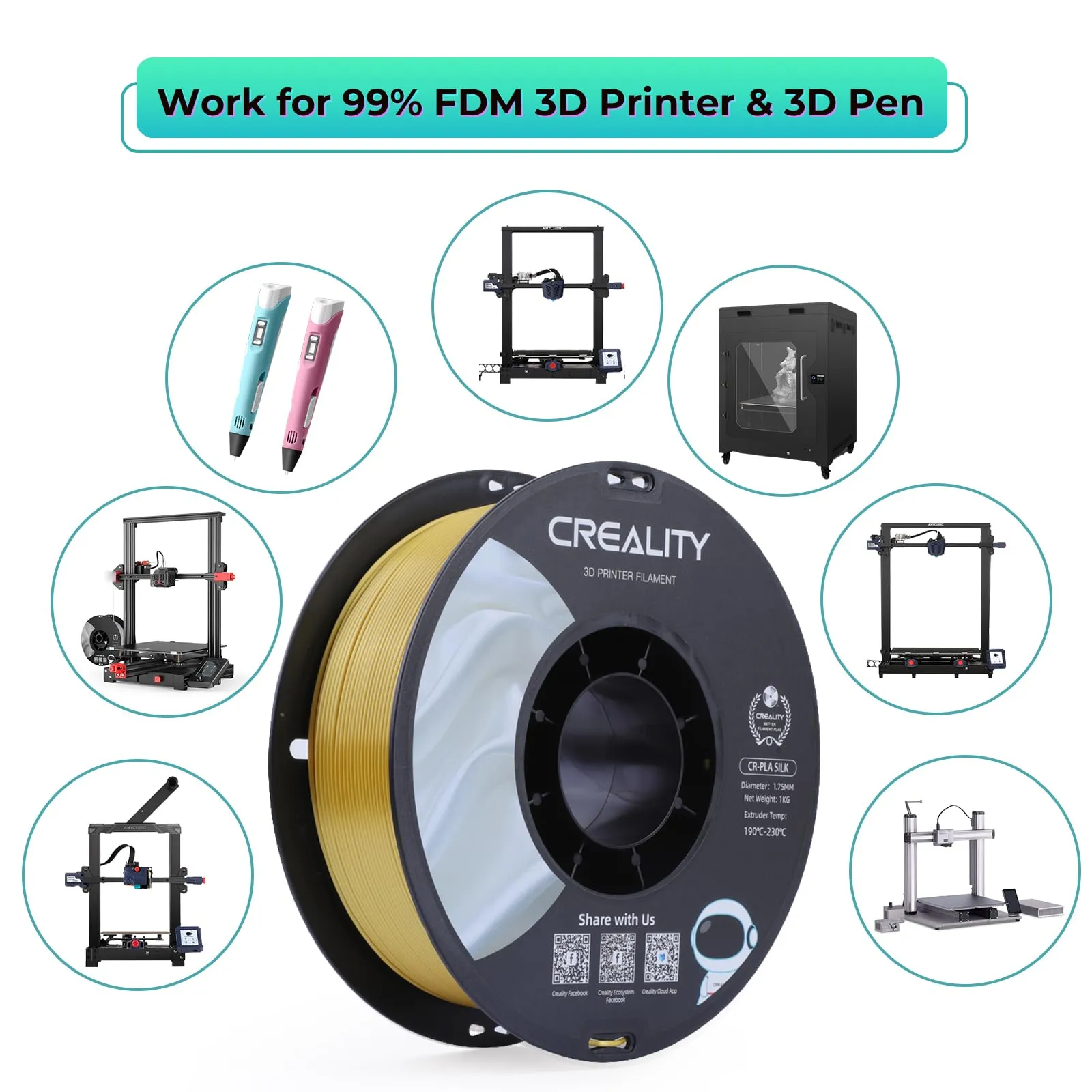 Silky Touch Neat Winding 3d printer filament Filament - Creality Silk 1 ...