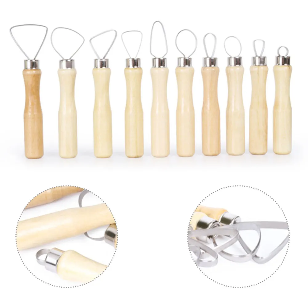 Pottery Clay Sculpting Tools Flat Wire Loop Kit With Wood Handles For ...