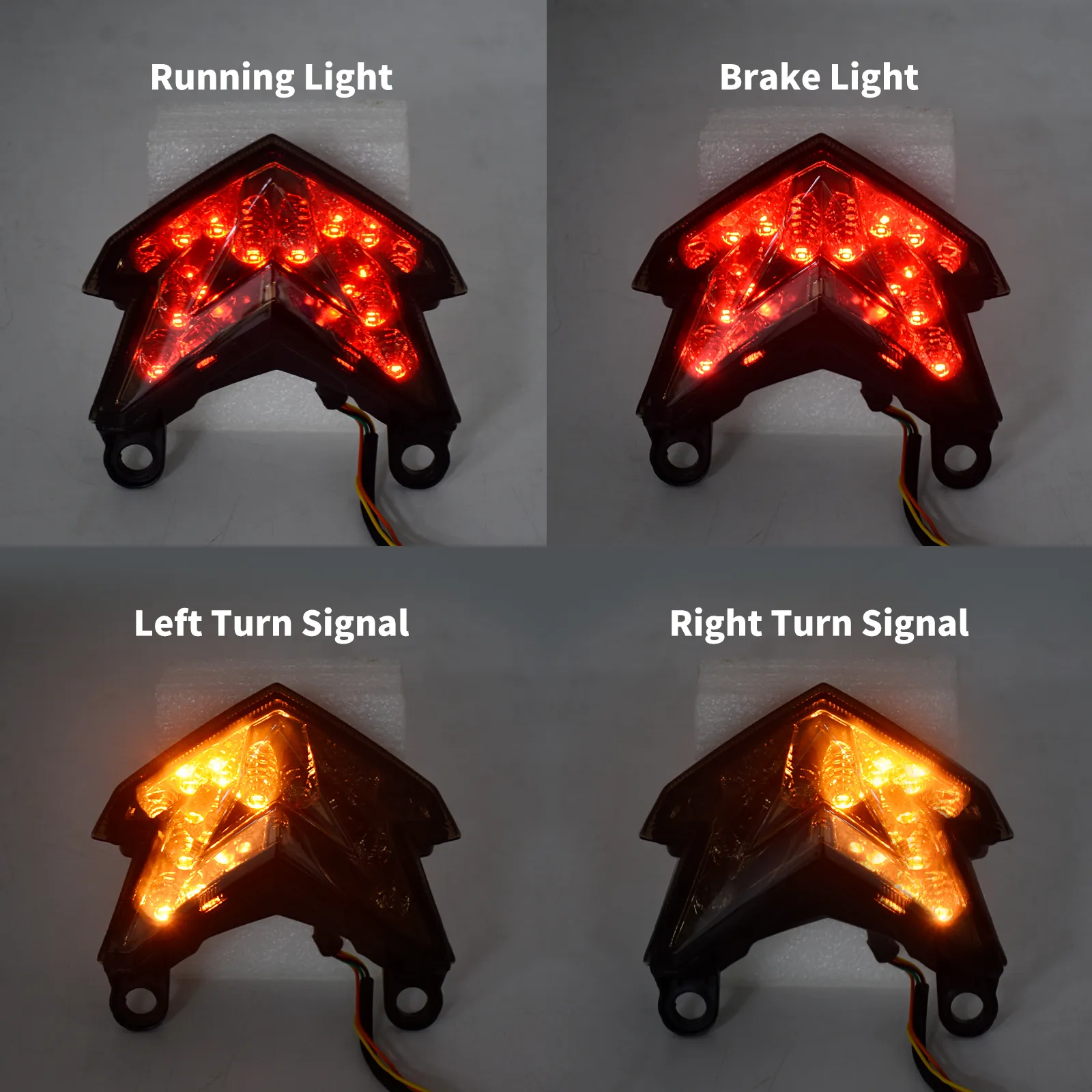 Motorcycle LED Tail Light, Amber Turn Signal Running Lamp